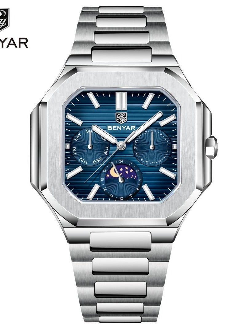 BENYAR Watches for Men Watch Luxury Stainless Steel Quartz Water Resistant Watch 5221 - Image 1